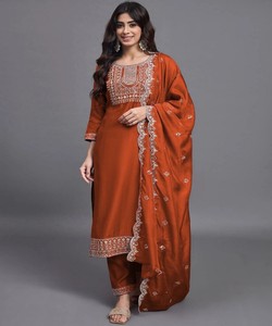 <b>Women</b> for Cotton Vintage Quick Dry <b>Kurta</b> Set Embroidered Traditional Ethnic Wear Regular Fit Floor Length All Seasons 85995 - Product Image 1