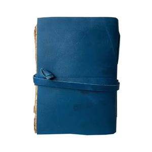 Diario de Cuero Suave Azul, Libro en Blanco con Encuadernación Vintage para Unisex, Agenda de 220 Páginas de Papel de Algodón Reciclado con Cierre de Tapa Marrón - Product Image 6