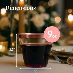 Elegantes Vasos Desechables de Plástico Transparente Rígido Color Oro Rosa de 9oz, Paquete de 200 Unidades, para Cócteles y Bebidas - Product Image 1