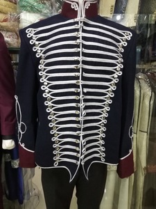 New Imperial Hussar Cosplay Black <b>Men's</b> <b>Jackets</b> British Napoleon Costume Uniform Coat Parade Custom Made Vintage <b>Jacket</b> - Product Image 4
