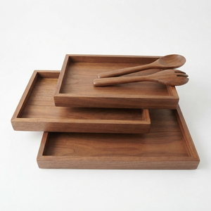 Bandeja de servir de madera al por mayor, ecológica, acanalada, de madera maciza, plato decorativo para mesa de café, hotel, restaurante y decoración del hogar. - Product Image 5