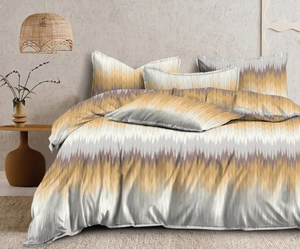 Sábanas de Microfibra Premium y de Lujo con Estampado Zig Zag Dorado y Blanco, 130+ GSM, para Cama Doble, Disponibles a Precio de Mayoreo - Product Image 2