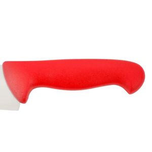 Couteaux de chef à lame argentée et manche rouge avec protège-doigts ergonomique et tranchant lisse pour la découpe de viande et de légumes en cuisine - Product Image 6