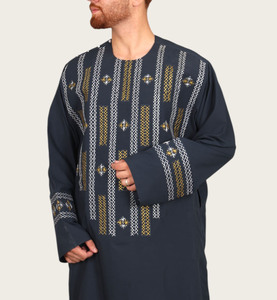 Conjunto de traje Kurta Kameez Shalwar de algodón reversible con bordado en el cuello para hombre, corte regular, fabricante pakistaní HN Impex - Product Image 3
