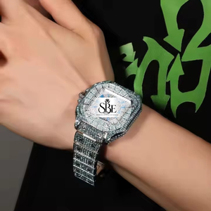 Reloj de Lujo para Hombre con Incrustaciones de Diamantes, Acero Inoxidable, Esfera Azul, Números Romanos, Cuarzo Analógico, 41mm, Cierre Desplegable - Product Image 3