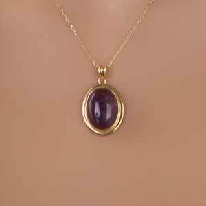 Collier en Améthyste Taille Ovale, Argent Sterling 925 Plaqué Or 14K, Pierre Précieuse Naturelle Délicate, Qualité Supérieure Certifiée IGI, Bijou Élégant - Product Image 1