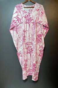 Nuevo Kaftán con Estampado Animal, Cuello en V, Cordón Ajustable, Estilo Flare, de Algodón Suave Indio, con Encaje, Largo, para Playa o Dama de Honor - Product Image 3