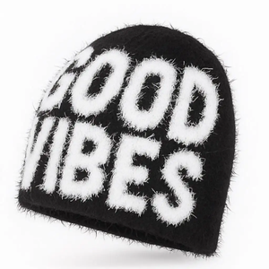 Gorro de Punto con Estampado de Good Vibes, Unisex, para Adultos, Gorro de Invierno de 56-58 cm, Gorro Informal de Felpa - Product Image 5