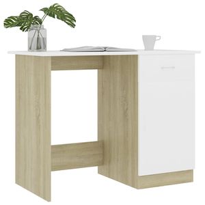 Bureau d'ordinateur en bois d'ingénierie blanc et chêne de Sonoma Taille 39.4 "x 19.7" x 29.9" - Product Image 3