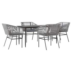 Conjunto de comedor para jardín mediano con cubiertas extraíbles de ratán PE gris - Product Image 2