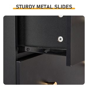 Gabinete de Partículas Negras con 3+2 Cajones y Acabado de Melamina Texturizada, Tiradores Dorados Mate, Dimensiones 66*40*91cm, Archivadores - Product Image 6