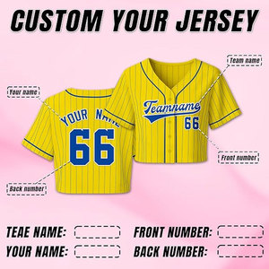 Maillot de softball personnalisé jaune pour femme, col en V, avec nom et numéro d'équipe, pour la performance athlétique - Product Image 3
