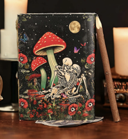 NEW ERA NEE-606 Grimoire vintage A5 en cuir véritable écologique, couverture rigide en papier champignon, reliure cousue, couleur personnalisable, cadeau