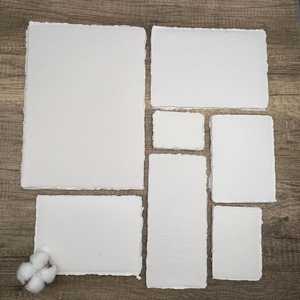 ALBORZ Handmade Blank Cotton <b>Paper</b> Sketch Deckled Edge Acid Free Natural White Painting Sheets Custom Size Watercolor Invitation - Product Image 2