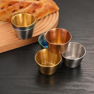 Wholesale Stainless Steel Sauce <b>Cups</b> 1.5oz <b>Reusable</b> Heat Resistant Ramekin Condiment Tableware Asian Zen Design for Seasoning - Product Image 2