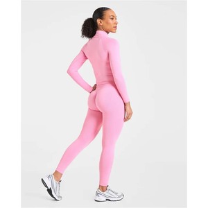 Yoga <b>Jumpsuit</b> Women Seamless Sports Zipper <b>Jumpsuit</b> Set Gym Long Sleeve Fitness Suit Elastic Gym <b>Workout</b> Bodysuit Athletic Wear - Product Image 2