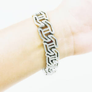 Geometric Link <b>Chain</b> Necklace S925 Silver Rhodium 10K Gold Lab Grown Crystal Pave Setting Hip Hop Wedding Unisex Luxury Design - Product Image 5