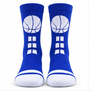 Chaussettes de basket-ball bleues et blanches en tricot jacquard, vêtements d'équipe athlétiques, fabrication OEM, marque privée, fabricant de chaussettes de sport, vente en gros, en vrac, 2027 - Product Image 2