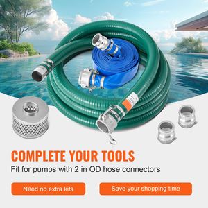 Kit Tubo di Aspirazione per Pompa dell'Acqua con Tubo di Controlavaggio Blu da 2 pollici x 50 piedi, Tubo di Aspirazione Verde da 20 piedi, Filtro a Rete in Acciaio, Accessori per Pompa - Product Image 2