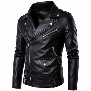 Blouson d'hiver pour homme en cuir polyuréthane, imperméable, séchage rapide, respirant, doublure en coton, écologique, tendance, col montant - Product Image 3