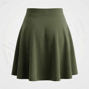 Jupe courte à taille haute pour femmes, coupe évasée, couleur unie, plissée, confortable, tissu en spandex et polyester, à porter en toutes saisons - Product Image 2