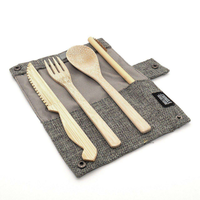 Juego de Cubiertos Desechables Portátiles Más Vendido con Estuche, Utensilios de Bambú Natural para Fiestas, Picnics y Uso al Aire Libre