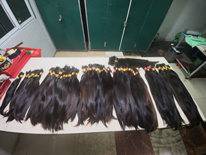 Top Selling 100% Vietnamese Remy High Quality Bulk Full Cuticle Straight Machine Double Weft Wholesale Raw Human <b>Extensions</b> Thin - Product Image 1