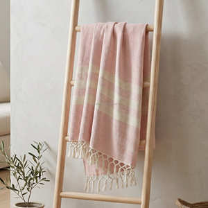 Mantas de Algodón Reciclado Rosa Pálido de 50x60 Pulgadas al por Mayor, Mantas a Rayas para Sofá, Venta al por Mayor B2B, Exportación Directa de Fábrica - Product Image 1