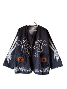 Veste en coton faite à la main pour les femmes respirant Halloween Festival broderie avec bord brut tissé méthode de tissage pour les cadeaux de fêtes - Product Image 6