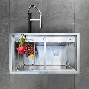 SM 8648 Top-mount fait à la main Double bol cuisine en acier inoxydable de haute qualité pour la Distribution en gros Vietnam usine directe - Product Image 1