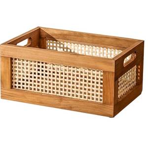 Panier de rangement en rotin écologique avec poignées, fait main, moderne, boîte organisatrice multi-usages - Product Image 2