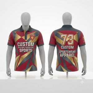Camiseta Polo Personalizada con Diseño Geométrico en Color Marrón Dorado y Gris, Uniforme Deportivo Sublimado Transpirable para Hombre, Ropa Deportiva Casual al por Mayor - Product Image 1