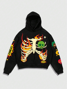 Sudadera con capucha y cremallera completa de algodón de 300 g/m² para hombre, personalizada con estampado en relieve y bordado, del fabricante - Product Image 5