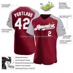 Camiseta de Béisbol Personalizada para Hombre, Color Granate y Gris, Sublimada, con Impresión de tu Equipo, Absorbente de Humedad, Cierre de Botones, Manga Corta, Corte Regular para Adultos - Product Image 3