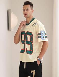 Custom <b>Men</b> Streetwear <b>V</b> <b>Neck</b> Number Graphic Jersey Breathable Mesh Short Sleeve Fashion Top OEM ODM Wholesale USA - Product Image 6