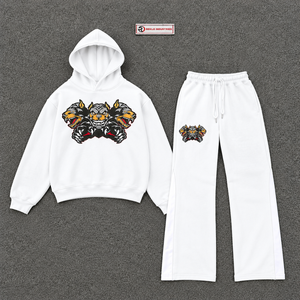 Conjunto Deportivo Personalizado con Sudadera con Capucha y Pantalones Jogger con Estampado Gráfico Blanco para Hombre, Ropa Deportiva Casual al por Mayor - Product Image 5