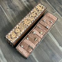 Boîte de rangement de bijoux verticale pour femmes, présentoir à bagues en cuir avec motif élégant et doublure en velours