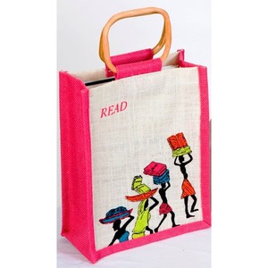 Natural <b>Jute</b> Bamboo Handle Reusable Eco-Friendly Sustainable Promotional Grocery Tote & Market <b>Shopping</b> <b>Bag</b> - Product Image 4
