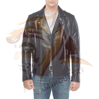 Veste en cuir pour homme au design unique et tendance, vêtement d'extérieur, taille standard, veste en cuir épaisse pour homme