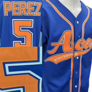 Maillot de baseball personnalisé bicolore 100% polyester, nom de l'équipe, numéro du joueur, manches courtes, fermeture à pression, col de baseball, softball - Product Image 3