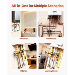Kit Valvole di Servizio per Scaldabagno Senza Serbatoio da 3/4 Pollici, 2 Pezzi, Valvole di Isolamento NPT da 3/4 Pollici, Valvole di Scarico Pressione per Ricambi Scaldabagno - Product Image 6