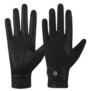 Pro Grip Performance Equestrian Gloves Breathable Serino Synthetic Leather Classy Black Dressage & Training Gloves - Product Image 1
