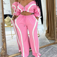 Conjunto Deportivo Casual de 2 Piezas para Mujer, Chaqueta de Manga Larga, Pantalones Deportivos, Atuendo Deportivo Informal para el Día a Día