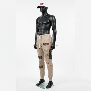 Premium 320 GSM algodón poliéster polar tela camello marrón sobre estampado estilo cargo logotipo personalizado Transferencia de Calor pantalones de hombre lavados - Product Image 3