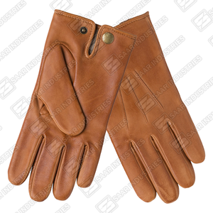 Mens Tan Brown Sheepskin Dress <b>Gloves</b> Classic Full Finger Soft Handmade Thermal Eco-Friendly Snap Button Closure <b>Touchscreen</b> - Product Image 6