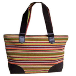 Women's Polyester Canvas Tote Bag with Leather Handles Embroidery Printed Design Zipper Closure Multiple Pockets <b>Large</b> Capacity - Product Image 3