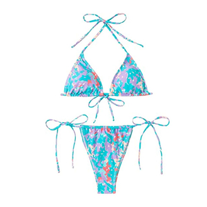 Conjunto de Bikini de Dos Piezas Sexy para Playa, con Relleno y Push-Up, Logotipo Personalizado OEM, Diseño Personalizable en la Parte Delantera, Estampado a Cuadros - Product Image 5