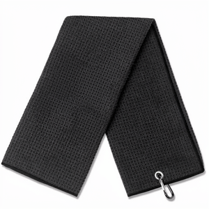 Toalla de Golf de Microfibra de Secado Rápido, Plegable en Tres Partes, con Diseño de Waffle, para Limpieza de Palos, con Mosquetón, Tamaño Personalizado, Azul Gris - Product Image 5