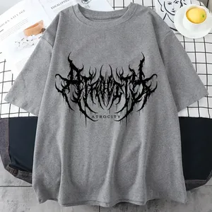 T-shirt rose gothique à col rond et manches courtes imprimé pour homme, coupe ample, 100 % coton tricoté, respirant, séchage rapide, style PUNK, devant uni - Product Image 2