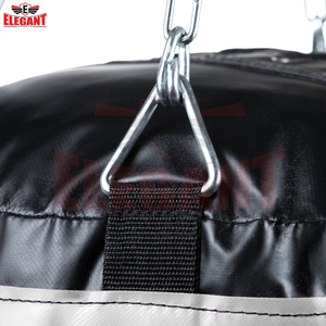 Sac de frappe vintage bicolore en cuir véritable noir avec détails tressés en haut et chaîne de suspension en acier pour arts martiaux mixtes - Product Image 5